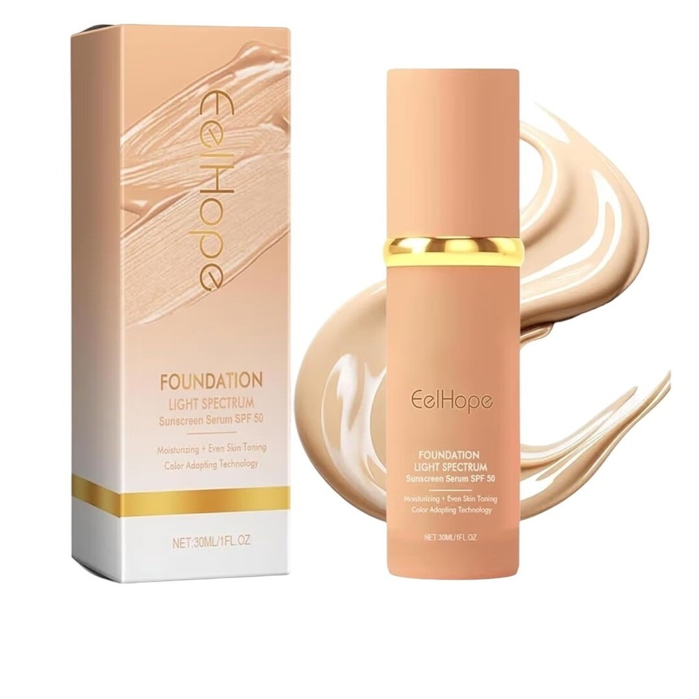 EelHope Foundation Light Spectrum Sunscreen Serum SPF 50 Color Adapting 30ml NEW